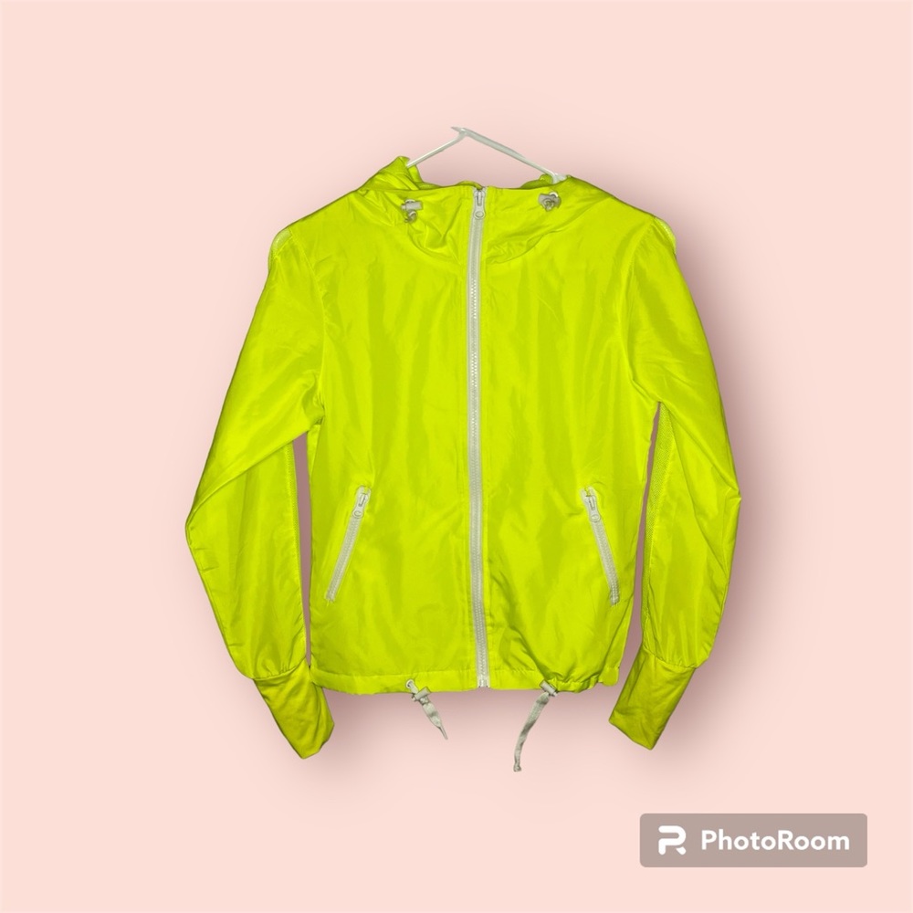 ZYIA Active Electric Yellow Jacket Windbreaker Girls Size 10-11/Medium Full Zip